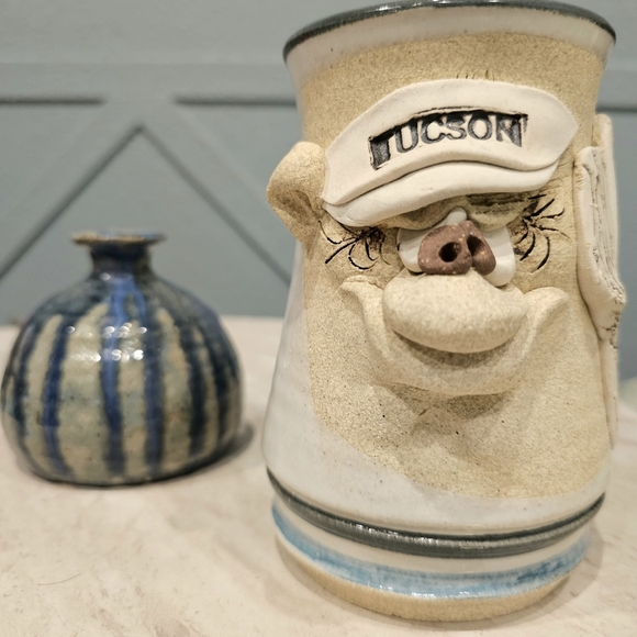 Stoneware Pottery Mug Mahon Folk Art Ugly Face Coffee Mug - Picture 6 of 7